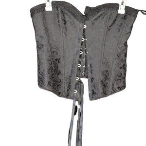 Women's Unbranded Black Brocade Lace-up & Hook Corset 2XL